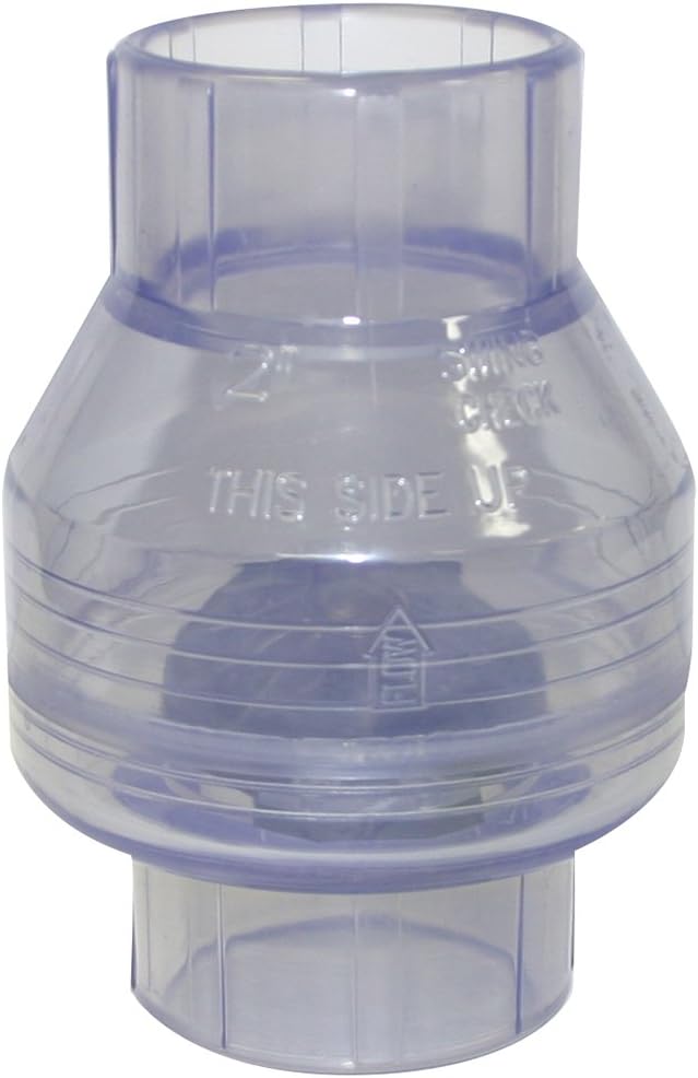 Valterra 200-C20W PVC Swing (No Spring) Check Valve, Clear Blue, 2" Slip , White