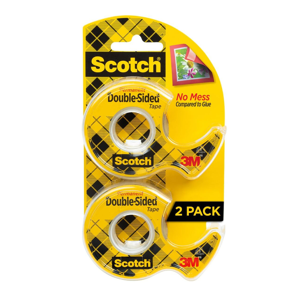 Double Sided Tape with Tape Dispenser, 0.5 in. x 400 in.