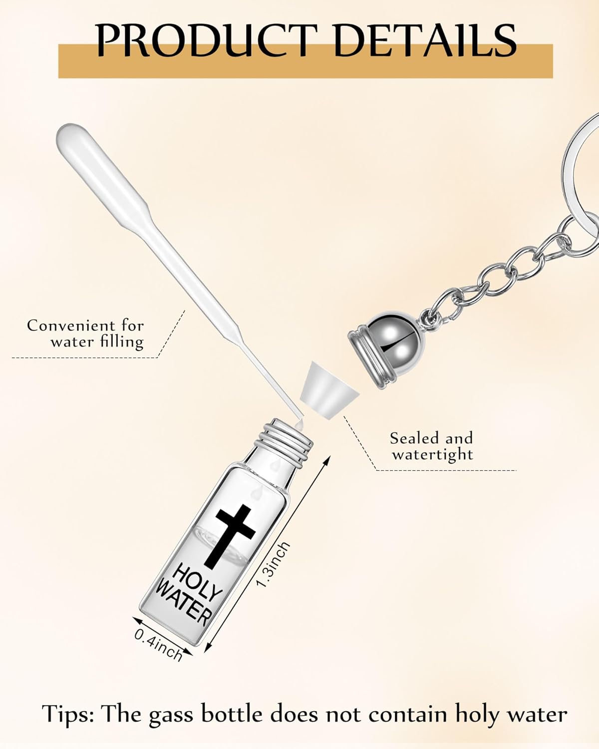 10 Set Holy Water Bottle Keychain with Rosary Bead Crucifix Organza Bags Catholic Gifts for Baptism Favors First