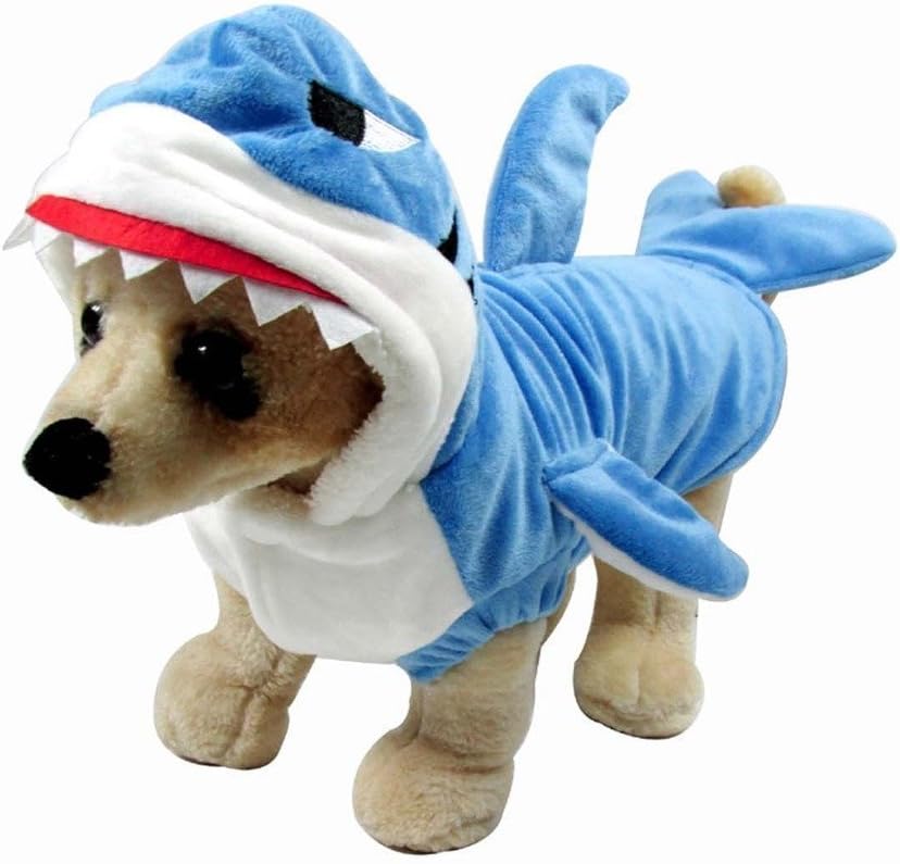 Funny Dog Cat Shark Costumes,Adorable Pet Halloween Christmas Cosplay Dress | Blue Shark Pet Costume,Animal Fleece