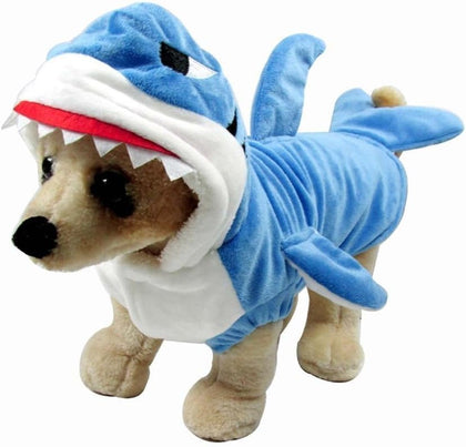 Funny Dog Cat Shark Costumes,Adorable Pet Halloween Christmas Cosplay Dress | Blue Shark Pet Costume,Animal Fleece