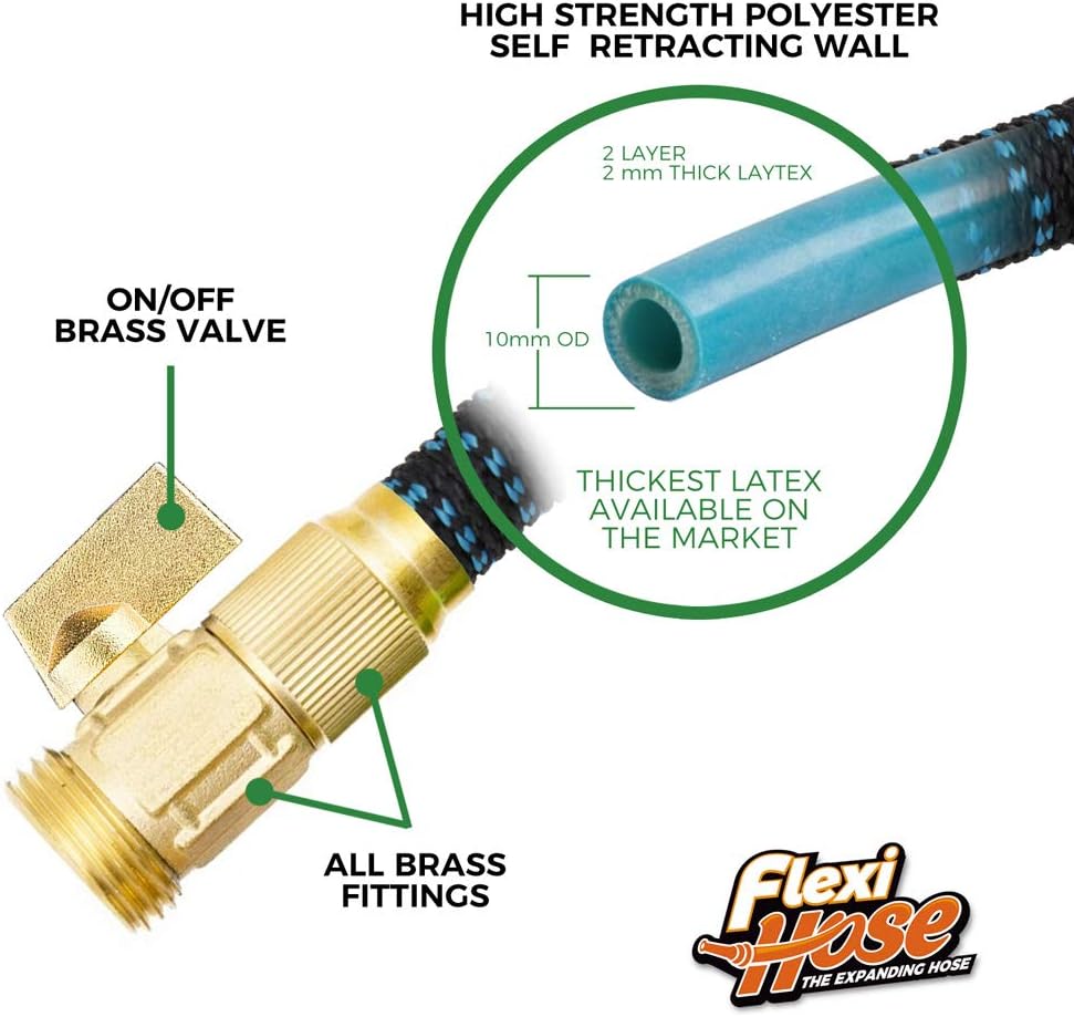 Expandable Garden Hose with 8 Function Nozzle, 50FT - Lightweight Retractable Garden Hose, Water Hose - No-Kink