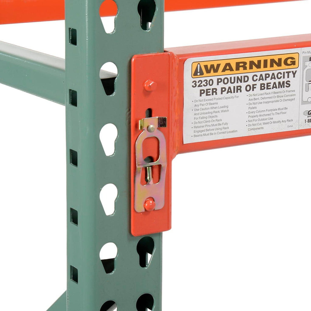 Teardrop Pallet Rack Add-On Unit, 144"W X 42"D X 120"H | 5970 lbs Shelf Capacity, Steel Construction, Orange & Green