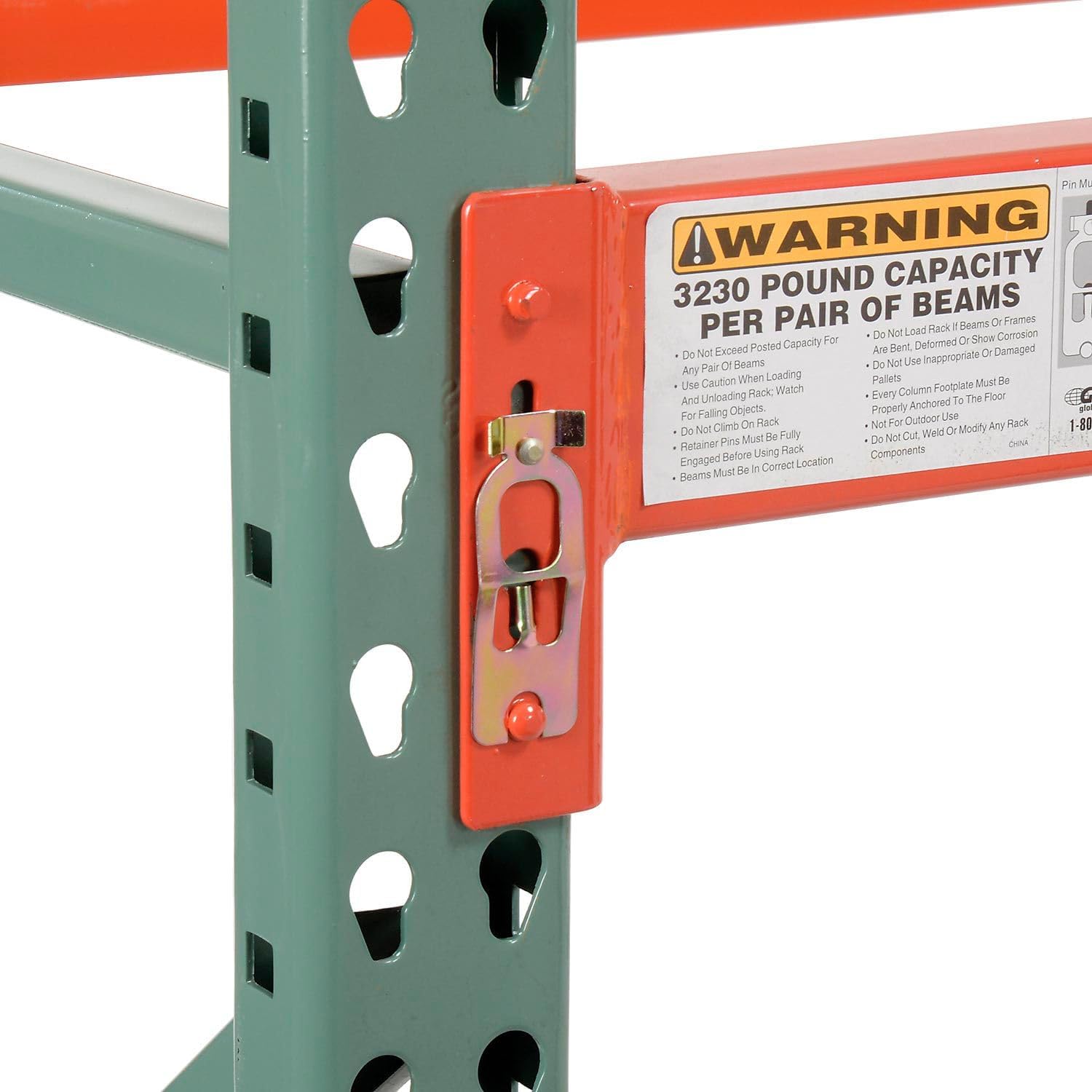 Teardrop Pallet Rack Add-On Unit, 144"W X 42"D X 120"H | 5970 lbs Shelf Capacity, Steel Construction, Orange & Green
