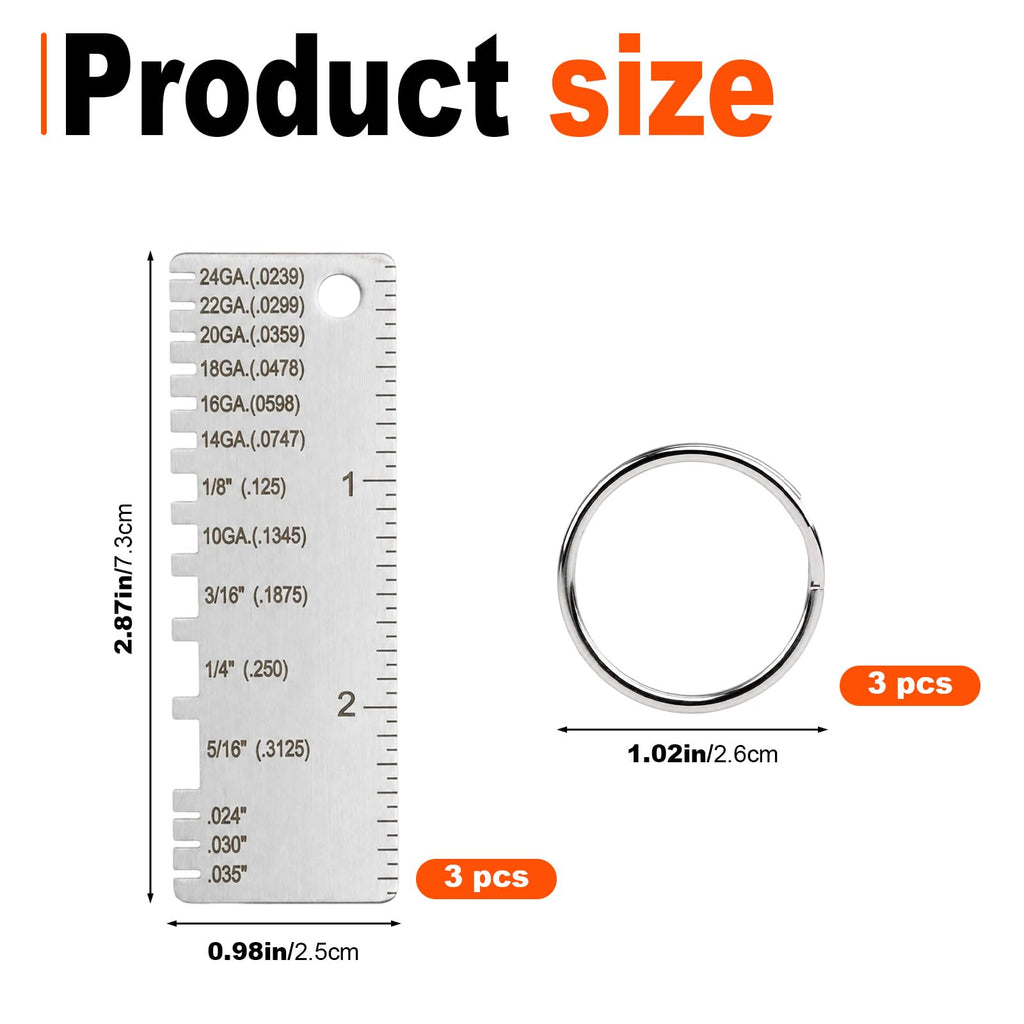 3 PCS Metal Sheet Thickness Gauge, Wire Welding Material Thickness