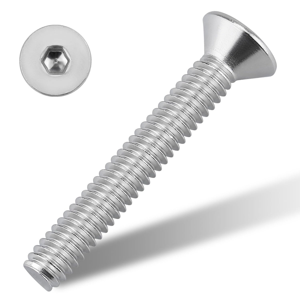 #6-32 x 1 Flat Socket Head Cap Screws, 304 Stainless Steel 18-8, Full Thread, Countersunk Hex Drive Machine Screws, 100-pack