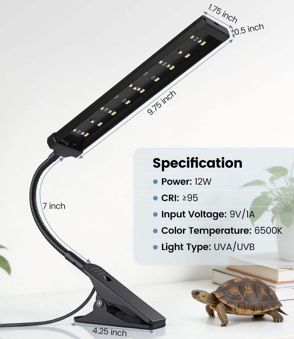 UVB Light for Reptiles with Timer, 10.0 UVB for Turtle, Bearded Dragon
