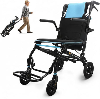 Wheelchairs for Adults –Transport Wheelchair Lightweight Foldable with Telescopic Handle, 18-Inch Seat Width