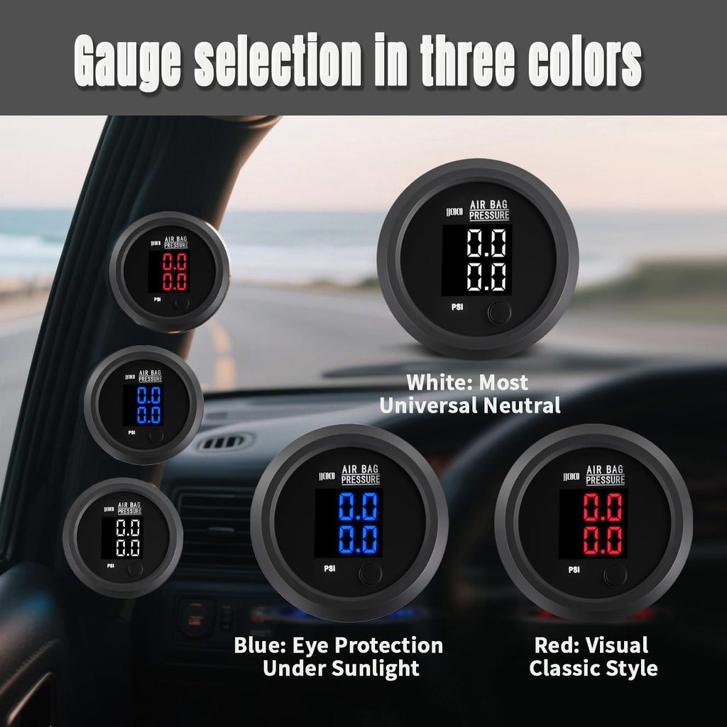 Air Pressure Gauge Dual Digital Display 0-232PSI (16BAR) White LED