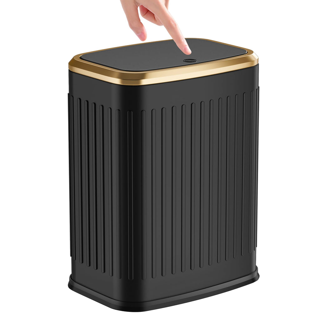 Small Bathroom Trash Can with Pop-up Lid, 2.1 Gallon, Black