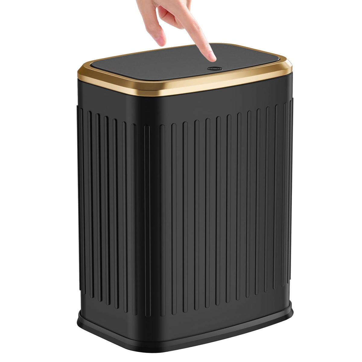 Small Bathroom Trash Can with Pop-up Lid, 2.1 Gallon, Black
