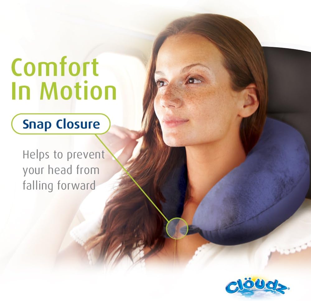 Dual Comfort Microbead Airplane Travel Neck Pillow. Super Soft Cozy Plush Fabric on One Side, Cool Relaxing Spandex