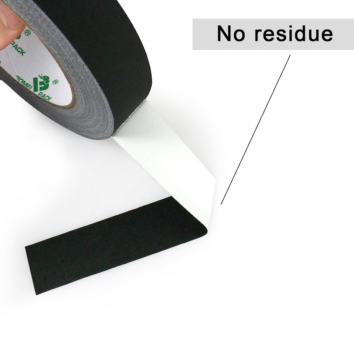 Black Gaffer Tape, Matte Non-Reflective, 1/2inch x 20yds No Residue Hand Tear Self-Adhesive Gaffer Tape for Labeling