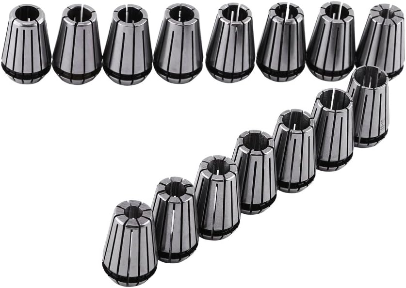 15pcs ER20 Collet Set 1-13mm 65Mn Steel Precision Spring Collet