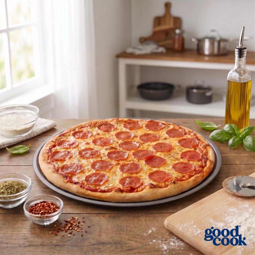 AirPerfect Pizza Pan with Cutting Guides, 16-Inch, Gray