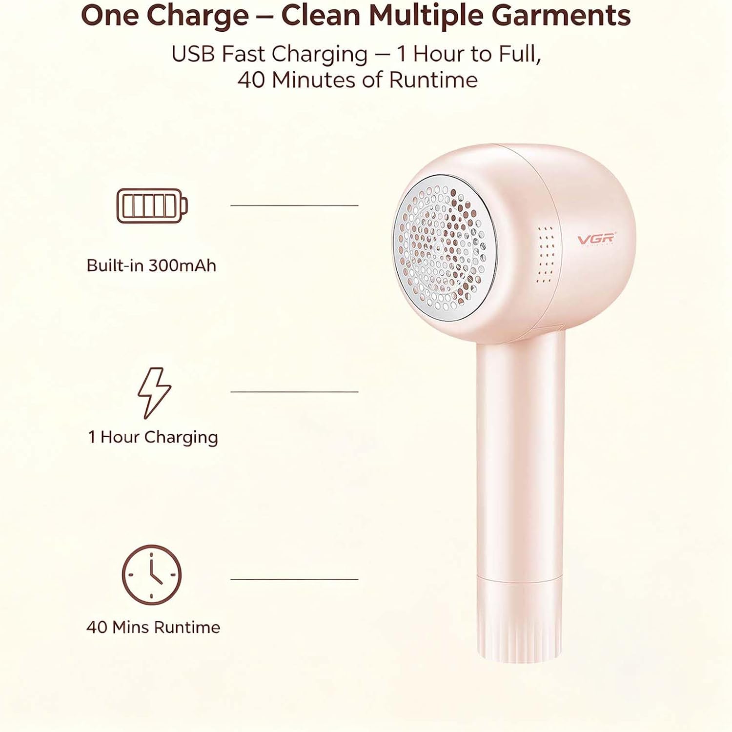 813 Rechargeable Fabric Shaver,6-Blade Lint Remover,Pink | Cordless Clothes Lint Remover for Sweaters, Blankets