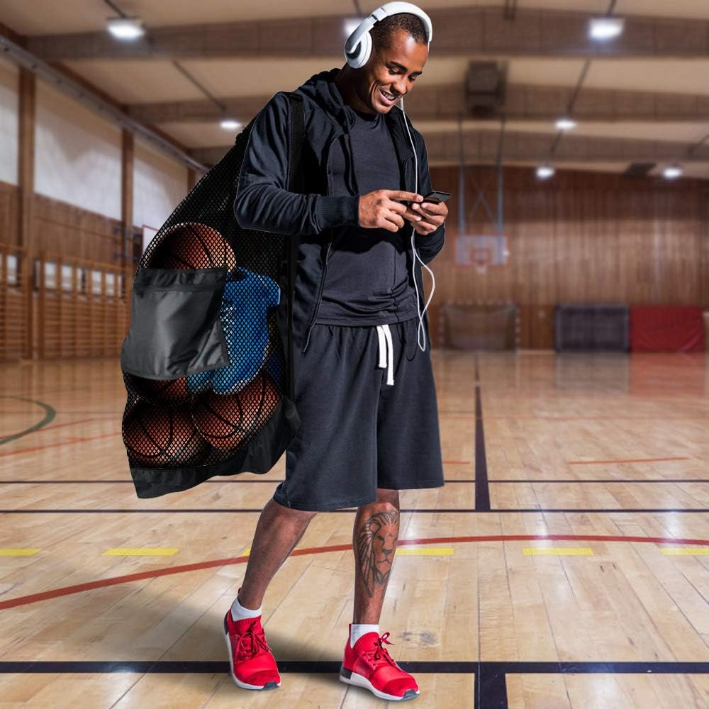 Thickened Extra Large Sports Ball Bag Mesh Socce Ball Bag | Heavy Duty Drawstring Bags Team Work for Holding