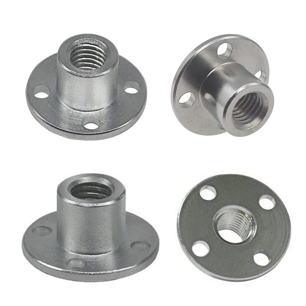 4Pcs M8 Flange Coupling Connector, Threaded Shaft Gear Motor Flange Nut DIY Coupling Screw Guide Shaft Support for The Motor