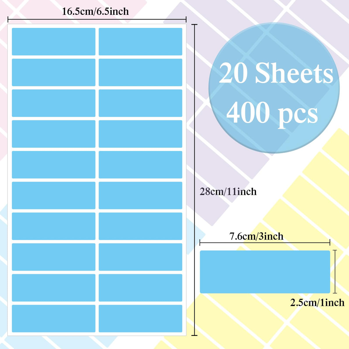 Color Coding Labels,400 PCS 1" x 3" Blue Rectangular Colored Labels Stickers