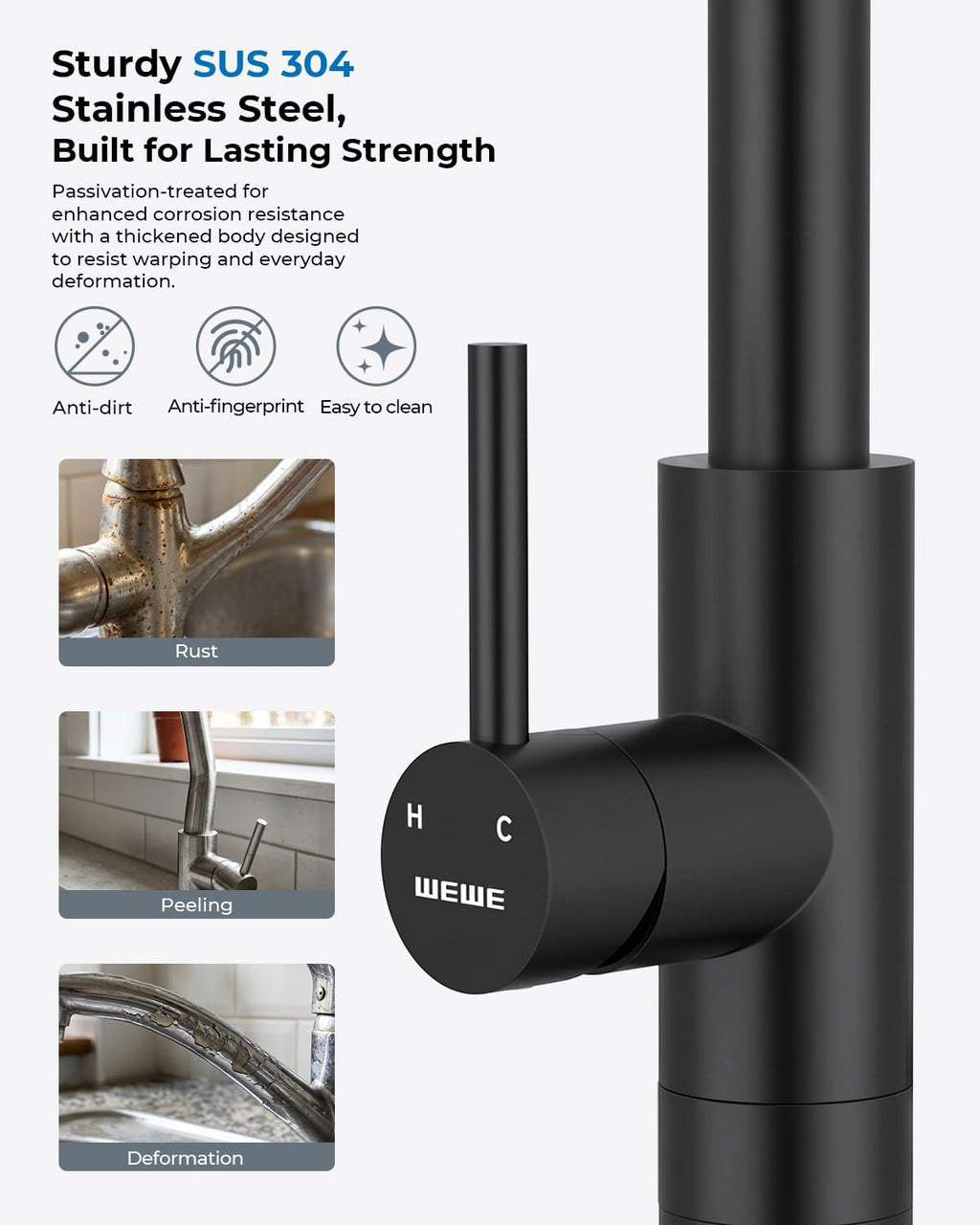 Kitchen Faucet with Glass Rinser, Pull Down Sparyer, 3 Water Modes