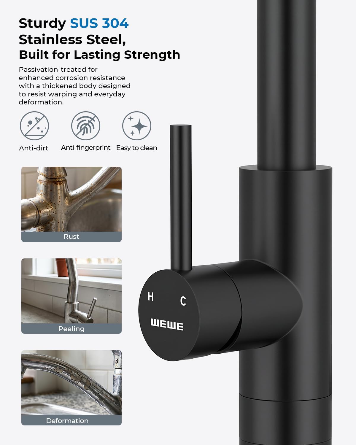 Kitchen Faucet with Glass Rinser, Pull Down Sparyer, 3 Water Modes