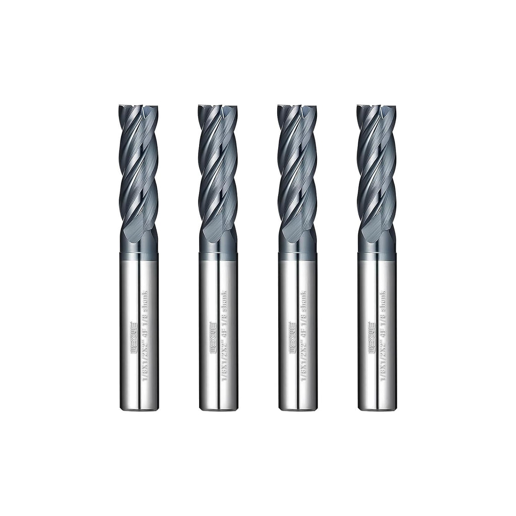 Tools Carbide End Mill Square Milling Cutter for Cutting Alloy Steels,Cast Iron, Hardened Steel - 4 Flute Cutting Tools 1/8 Shank (1/8-2" 4PCS)
