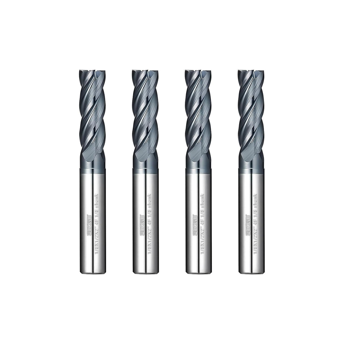 Tools Carbide End Mill Square Milling Cutter for Cutting Alloy Steels,Cast Iron, Hardened Steel - 4 Flute Cutting Tools 1/8 Shank (1/8-2" 4PCS)