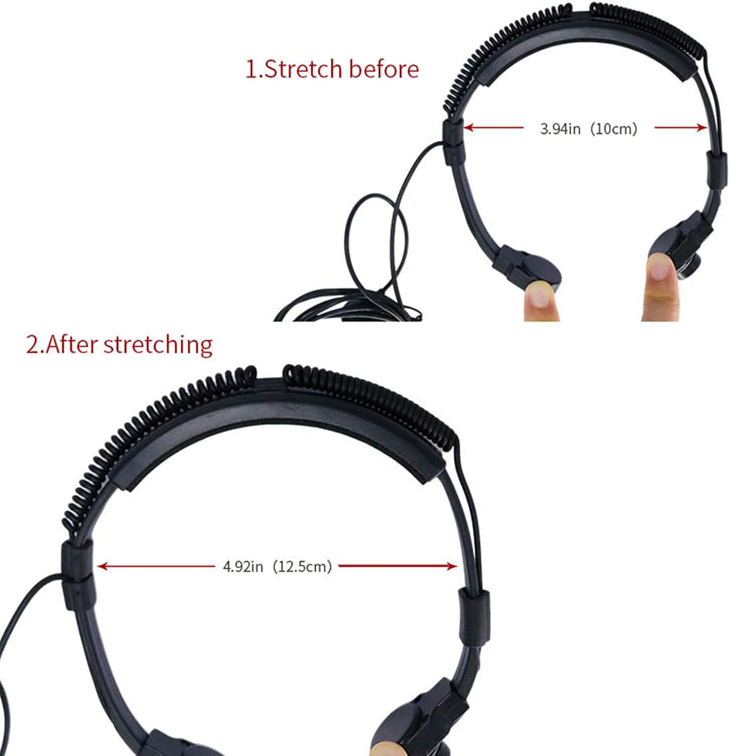 Throat Mic Walkie Talkie Earpiece Bone Conduction Vibration in-Ear Acoustic Tube Headset with Finger PTT Mic for