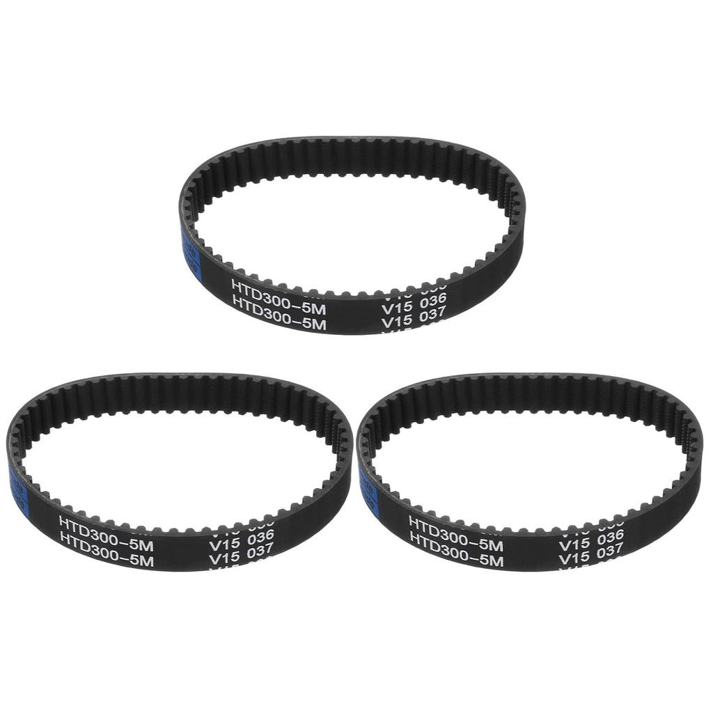 uxcell 3pcs HTD-5M Rubber Timing Belt 60 Teeth, 300mm Pitch Length x 15mm Width x 3.6mm Height, Closed Loop Pulley Timing Belt
