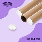 Brown/Kraft Shipping, Storage, Posters, Arts, Crafts, Documents, Mailing Tubes 2 inch x 12 inch - 50 PACK, Made in
