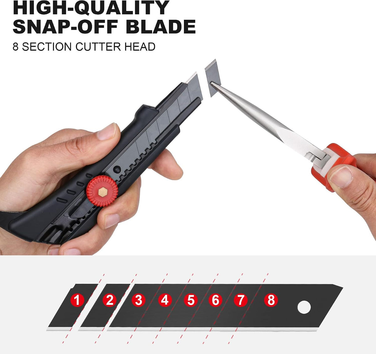 18mm Heavy Duty Utility Knife with Fin Design, Ratchet for Quick Blade Changes, Multi-purpose sprayed non-slip grip