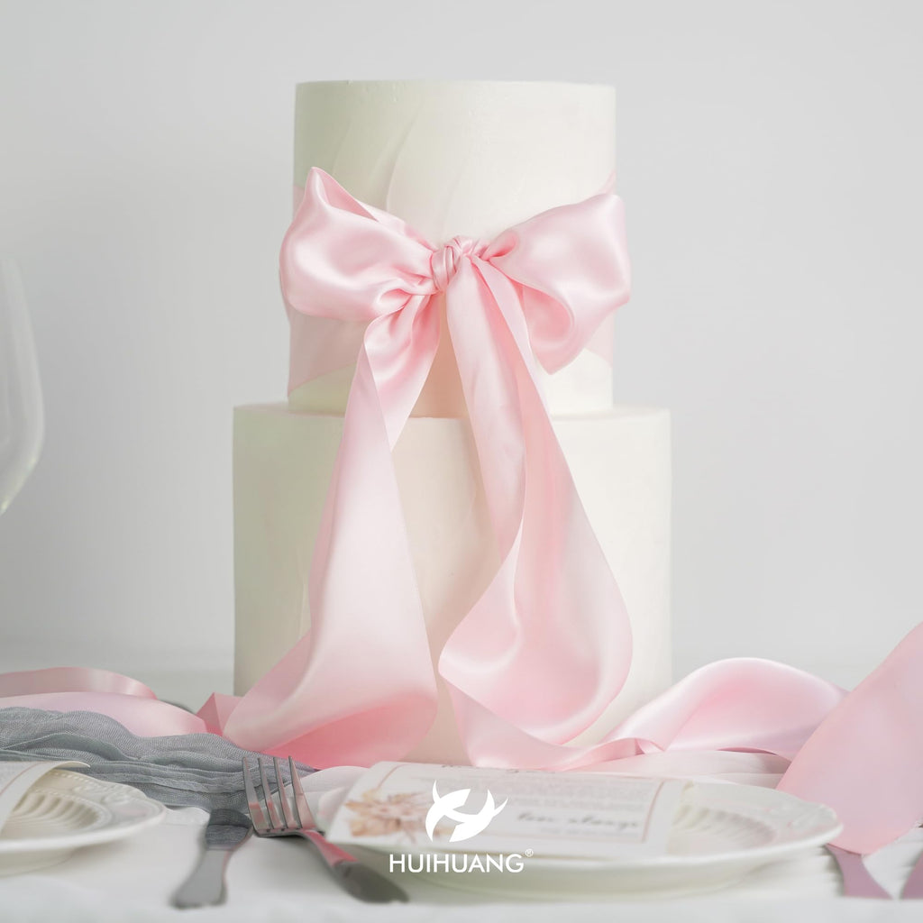 4 inch Light Pink Double Faced Satin Ribbon Continuous 10 Yards