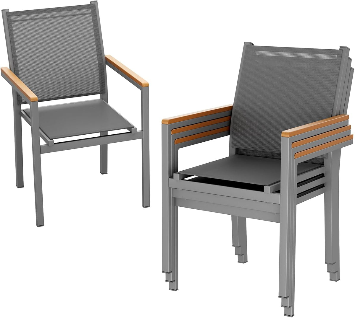 Set of 4 Stackable Patio Chairs, Aluminum Dining Chairs