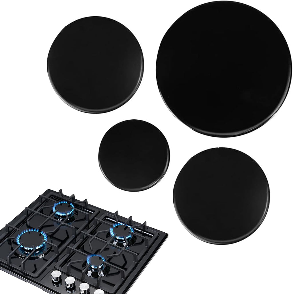 Upgraded 4-Piece Surface Burner Cap Set for GE & Hotpoint 30" Gas Range/Cooktop – Replacement WB29K10022-1 Small (2.6"), WB29K10023-2 Medium (3.2"), WB29K10024-1 Large (3.5") – Shiny Black Finish