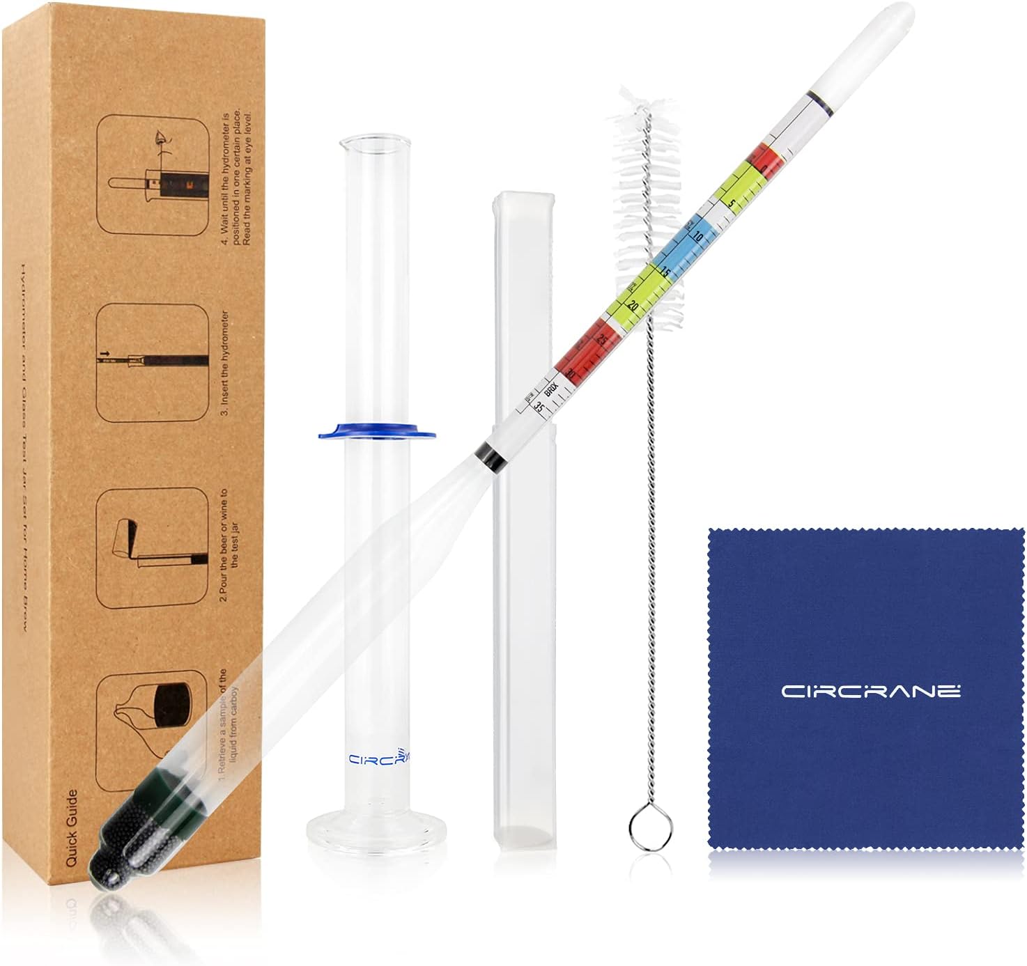Hydrometer & Glass Test Jar Set, Triple Scale Alcohol Hydrometer with Glass Cylinder for Brew Beer, Wine, Mead and