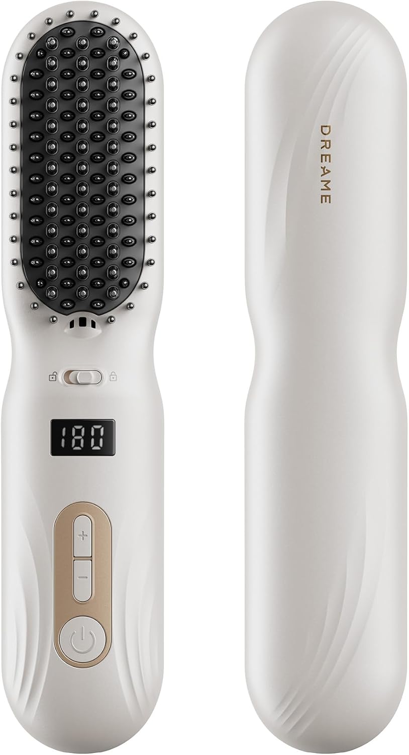 Silky Cordless Hair Straightening Comb, Rechargeable Ionic Straightener Brush for Women, 2Billion Ions, Fast Heating
