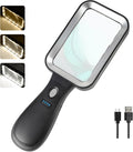 10X Magnifying Glass with Light, Rechargeable Magnifier with 3 Color Modes, Lighted Magnifying Glass Handheld for