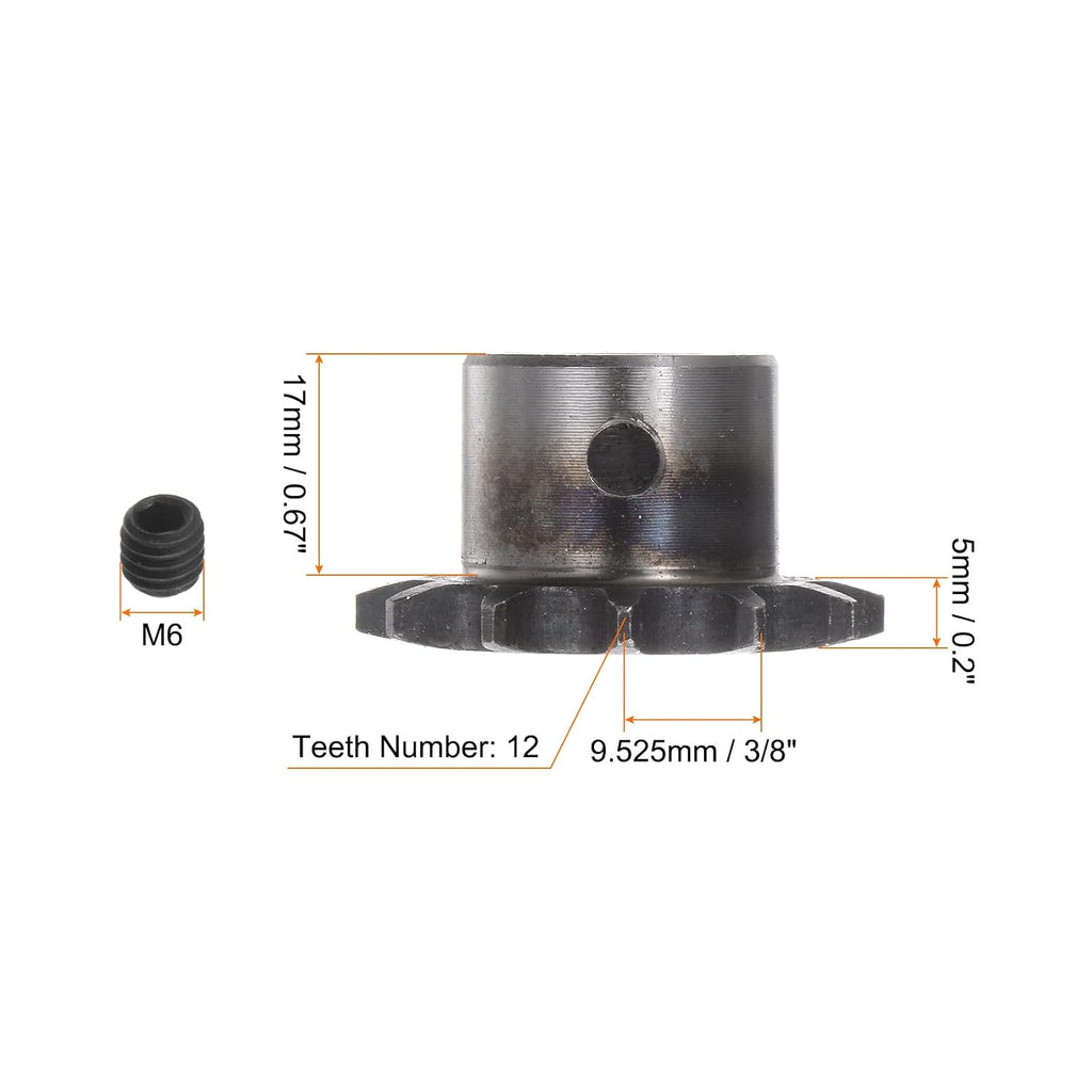 HARFINGTON DIN/ISO 06B Roller Chain Sprocket 12T Pitch 3/8" 15mm Bore