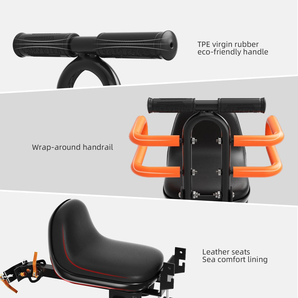 Child Bike Seat, Kids Bike Seat with Guardrail, High Seat Cushion Backrest Mountain Bike Child Bike Seat, Bicycle