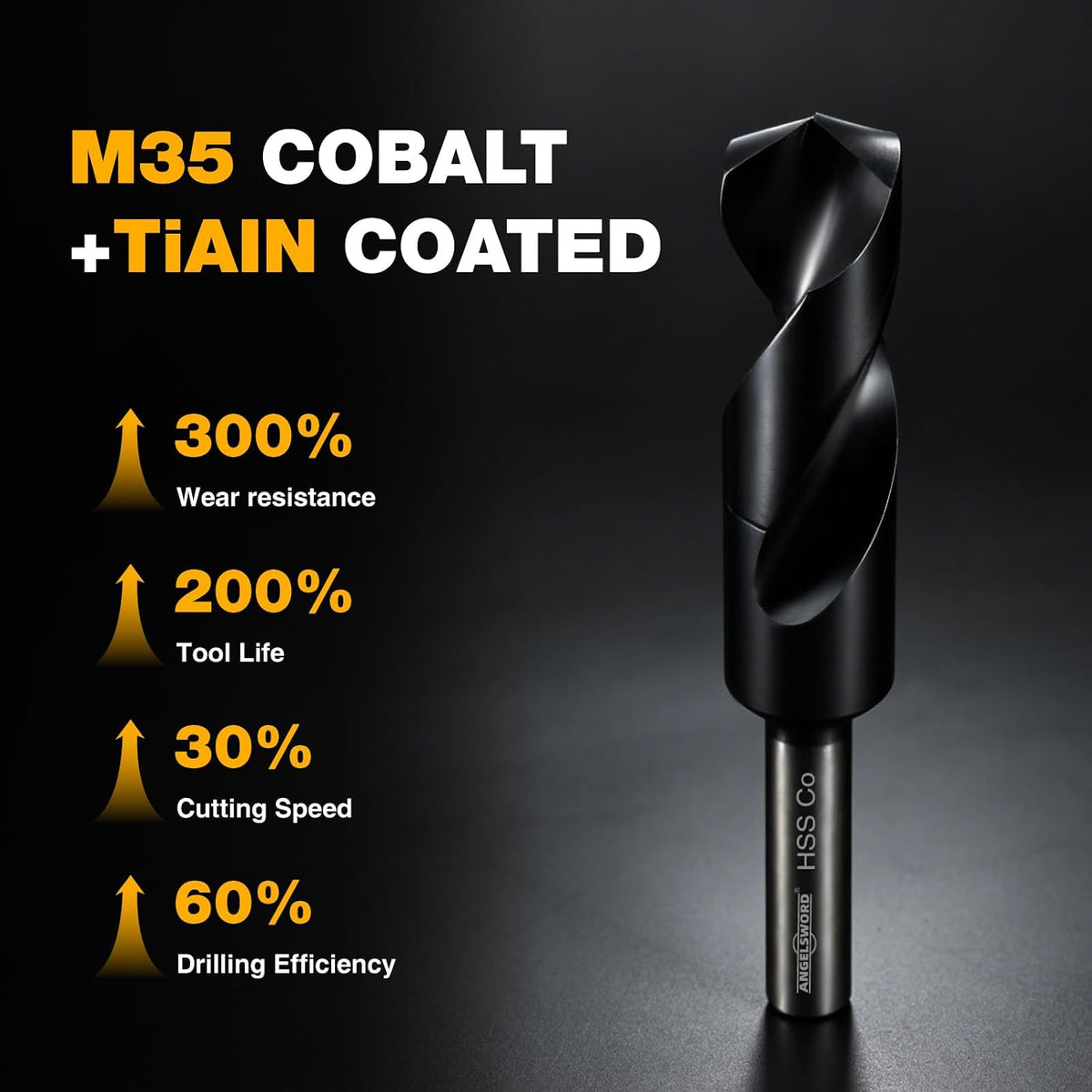 ANGELSWORD 1" Drill Bit for Metal,Hardened Metal, M35 Cobalt,TiAlN Coat