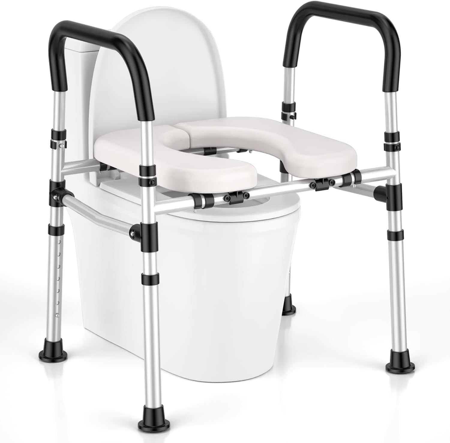 Toilet Seat Riser for Seniors, Raised Toilet Seat with Handles - FSA/HSA Eligible, Adjustable Height & Width