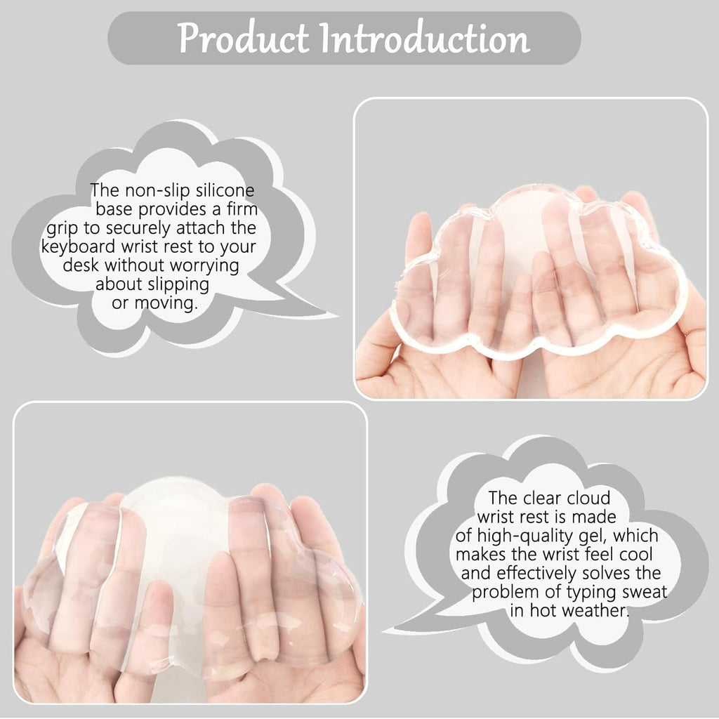 Gel Cloud Keyboard and Mouse Wrist Rest Set Cloud Silicone Clear Mouse Pad with Wrist Rest Extended Frosted Desk Mat
