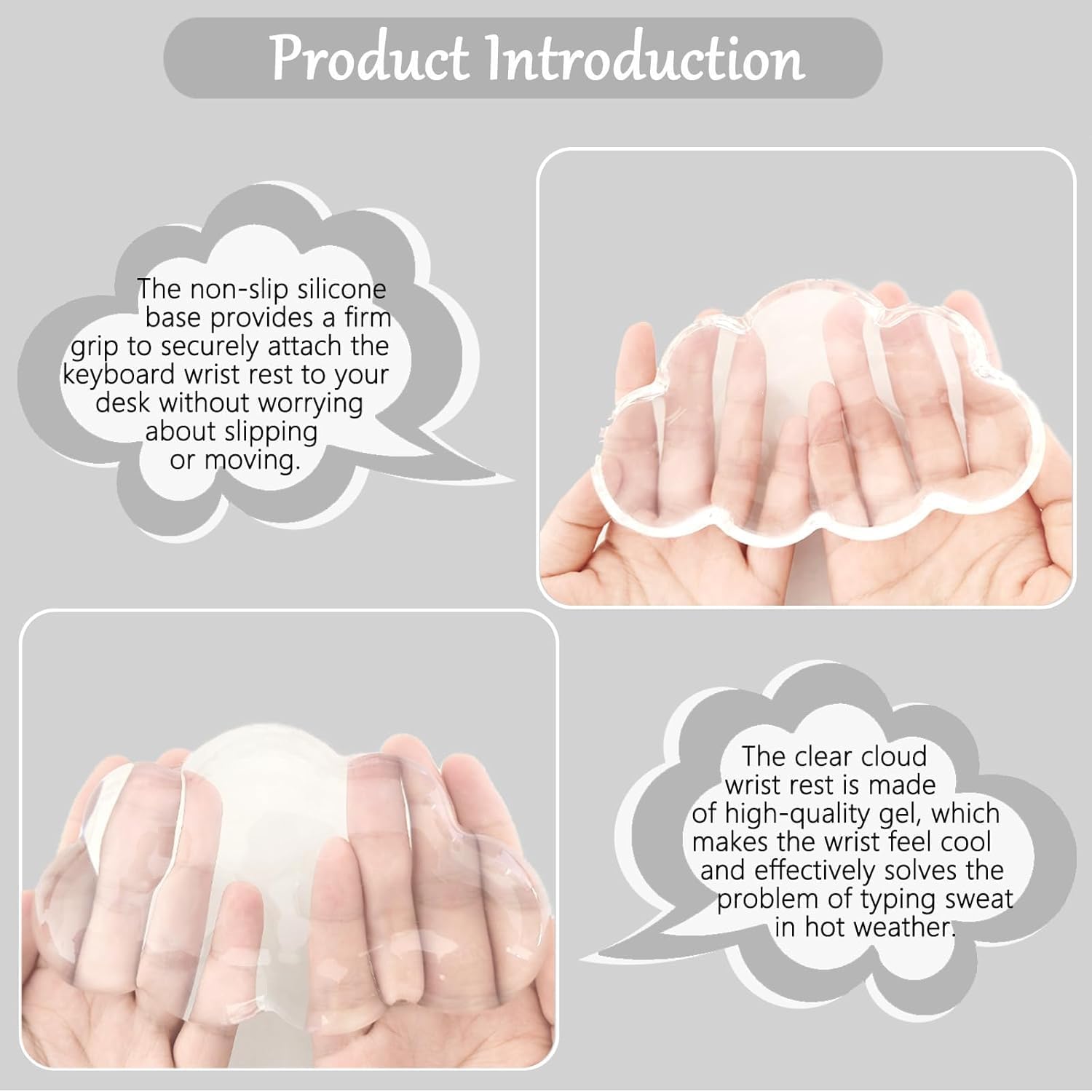 Gel Cloud Keyboard and Mouse Wrist Rest Set Cloud Silicone Clear Mouse Pad with Wrist Rest Extended Frosted Desk Mat