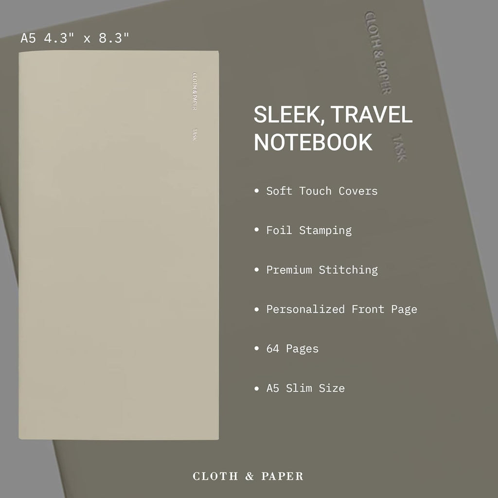 Travel Notebook | Task Planner – Ristretto | A5 Slim To-Do List Planner Notebook 4.3" x 8.3" | Productivity Planner