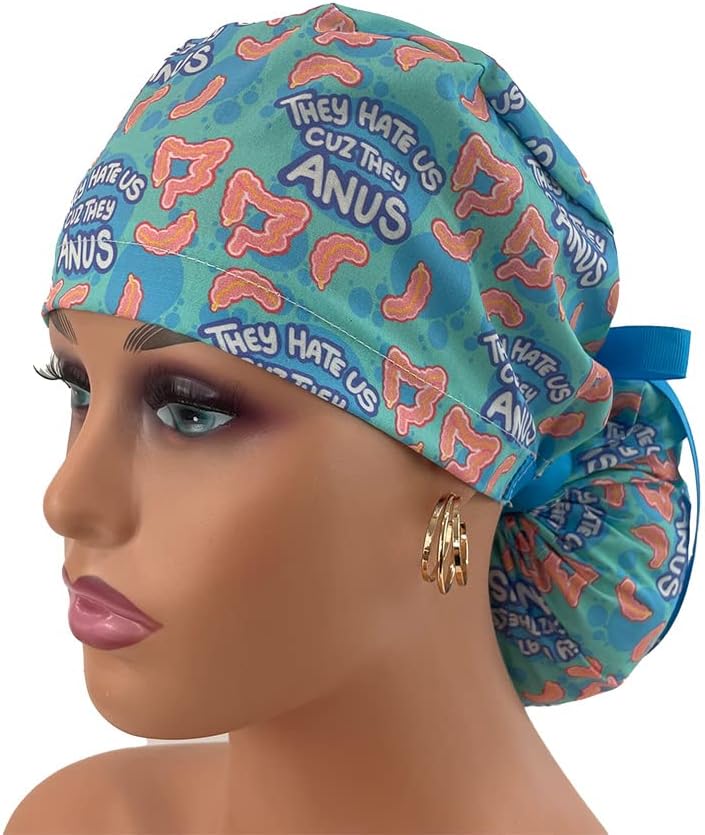 Ponytail Medical Scrub Cap. They Hate Us Because They Anus | Dr. Hats - Nurses Hats Black