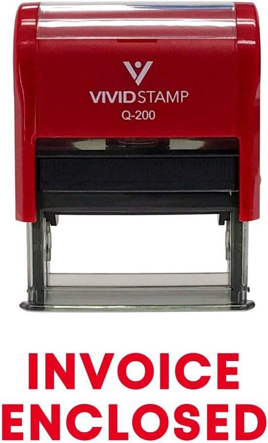 Invoice Enclosed Self Inking Rubber Stamp (Red Ink) - Medium