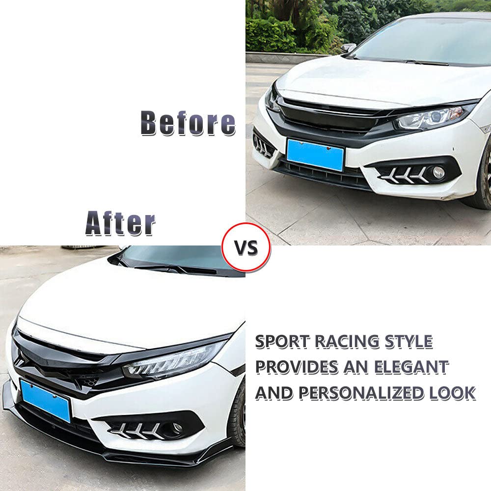 Universal Front Bumper Lip Chin Spoiler Splitter Diffuser Guard Wing Protector Trim Car Body Kit with Adjustable