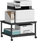 Printer Stand with Locking Wheels, Industrial Mobile Cart, Under Desk Printer Table for Home Office, 23.6 x 19.7 x