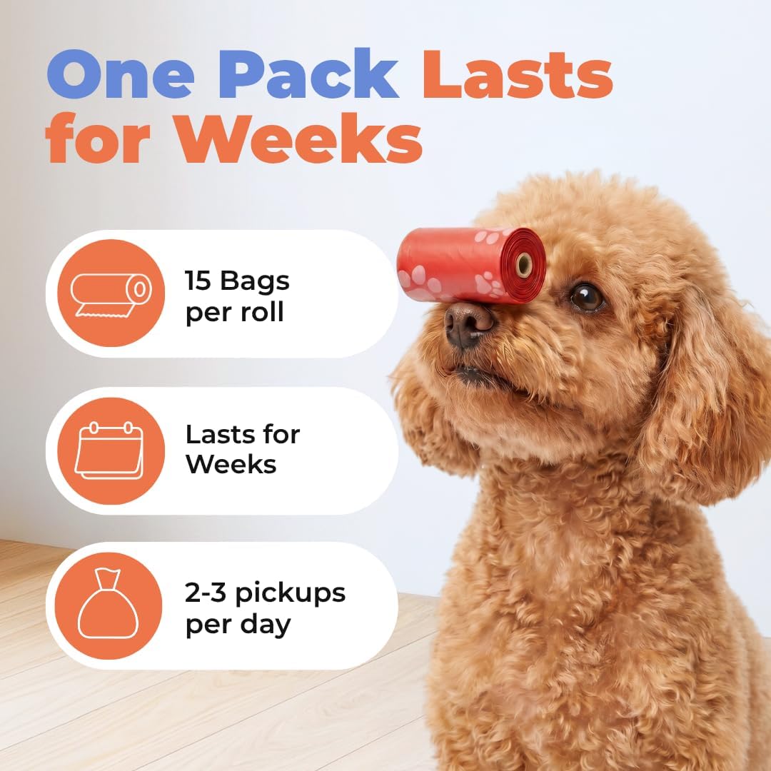Dog Poop Bags for Waste Refuse Cleanup, Doggy Roll Replacements for Outdoor Puppy Walking and Travel, Leak Proof and