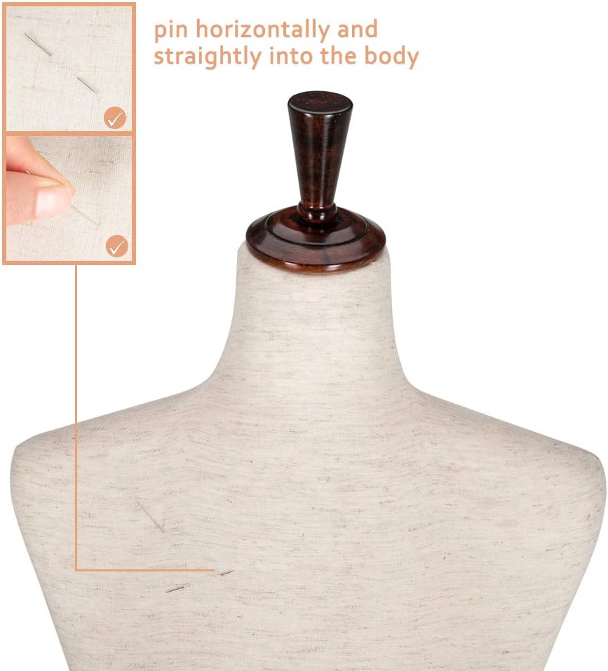 Upgraded Female Dress Form, Mannequin Torse Body with Adjustable Rubber Wood Stand for Dress Jewelry Display (White
